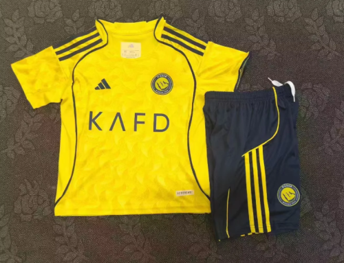 Youth Uniform Kids Kit Al Nassr 2025-2026 Home Soccer Jersey Shorts Riyadh Victory Child Football Set