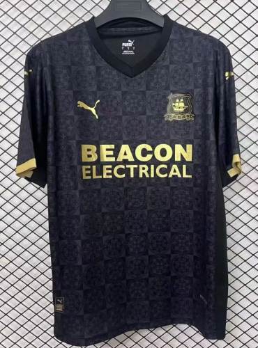Fans Version 2025-2026 Plymouth Argyle Away Black Soccer Jersey Football Shirt