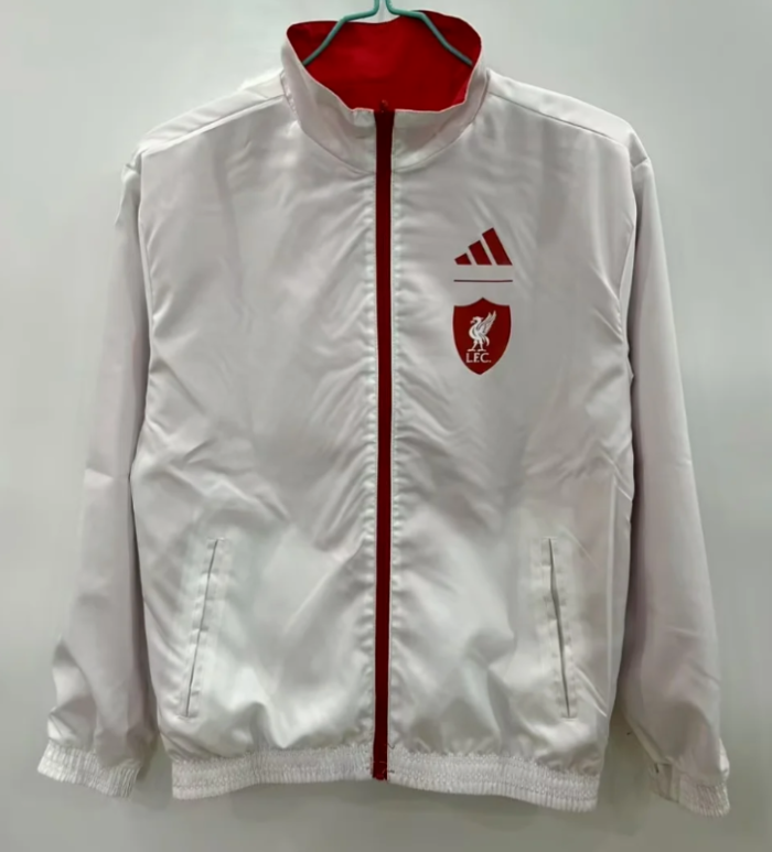 2025-2026 Liverpool Red/White Soccer Reversible Windbreaker Jacket Football Jacket