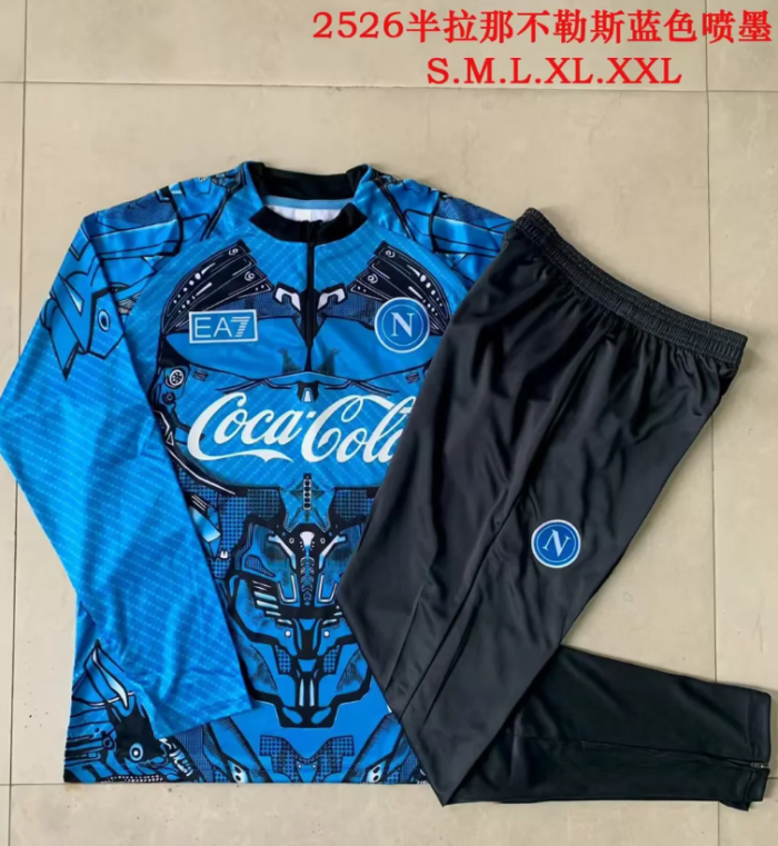 2025-2026 Napoli Blue Soccer Training Sweater and Pants Napoles Football Kit