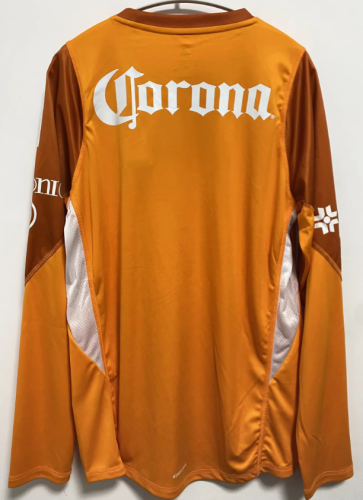 Long Sleeve Player Version 2025-2026 Club America Aguilas Orange Goalkeeper Soccer Jersey Football Shirt
