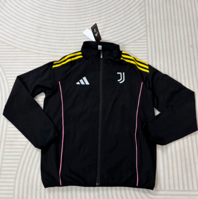 2025-2026 Juventus Black Soccer Windbreaker Jacket Football Jacket