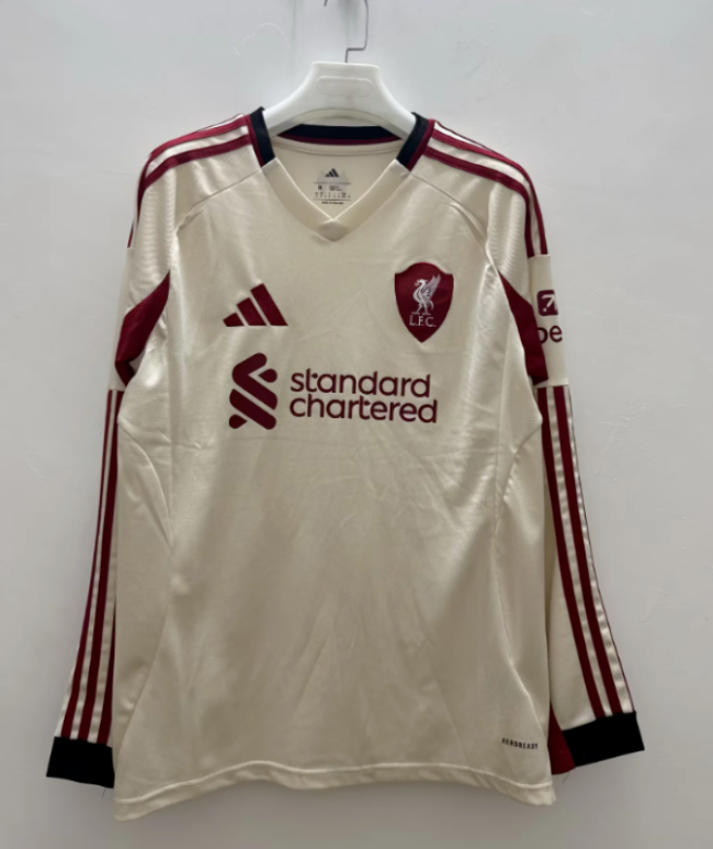 Long Sleeve Fan Version 2025-2026 Liverpool Away Soccer Jersey Football Shirt