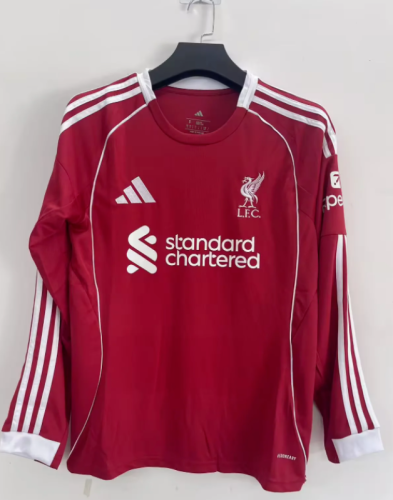 Long Sleeve Fan Version 2025-2026 Liverpool Home Soccer Jersey Football Shirt