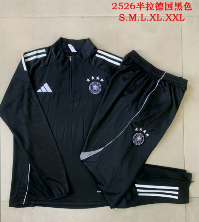 2025-2026 Germany Black Soccer Training Sweater and Pants Football Kit