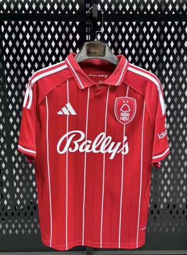 with Sponor Logo Fans Version 2025-2026 Nottingham Forest Home Soccer Jersey Football Shirt