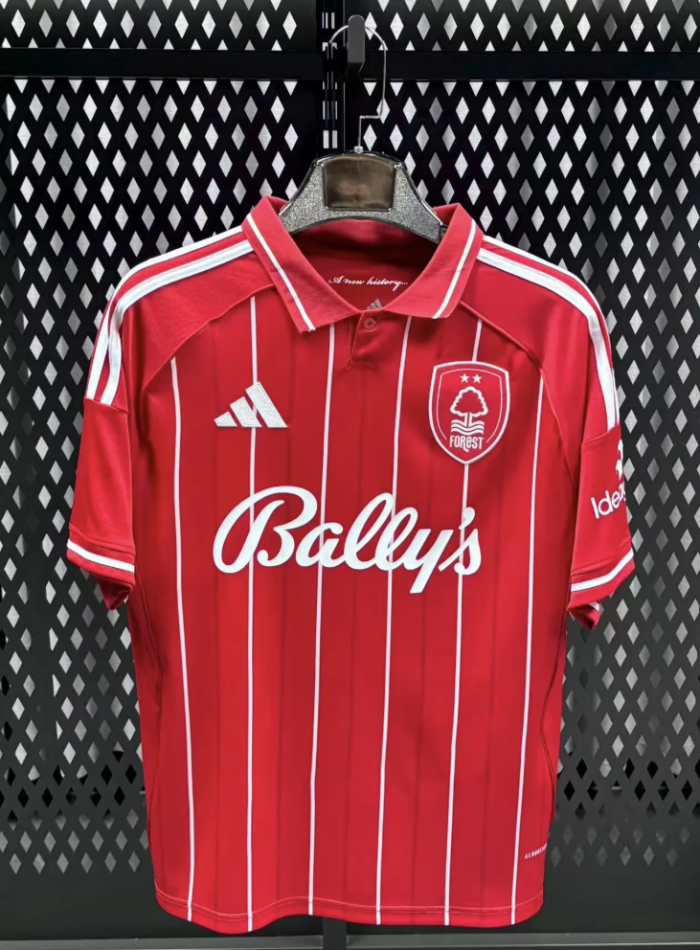 with Sponor Logo Fans Version 2025-2026 Nottingham Forest Home Soccer Jersey Football Shirt