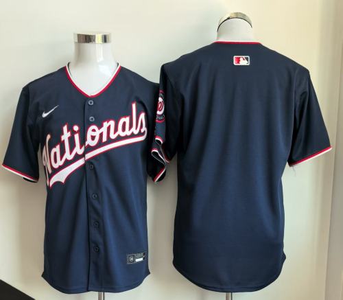 Washington Nationals Blank Dark Blue Cool Base Jersey MLB Shirt