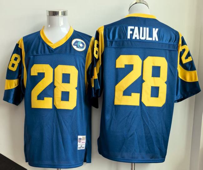 Retro Los Angeles Rams FAULK 28 Blue NFL Jersey