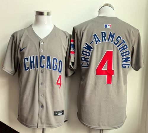 2025 Chicago Cubs 4 CROW-ARMSTRONG Grey Cool Base Jersey MLB Shirt