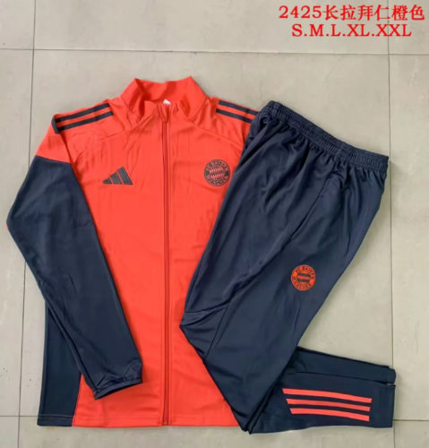 Adult 2025-2026 Bayern Munich Orange Soccer Jacket and Long Pants Football Tracksuit