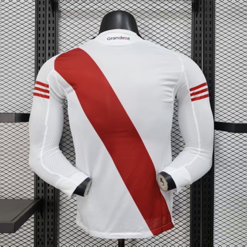 without Sponor Logo Long Sleeve Player Version 2025-2026 River Plate Home Soccer Jersey Football Shirt