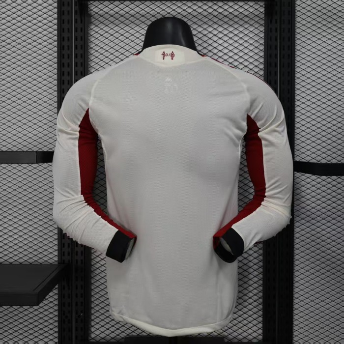 Long Sleeve Player Version 2025-2026 Liverpool Away White Soccer Jersey Football Shirt