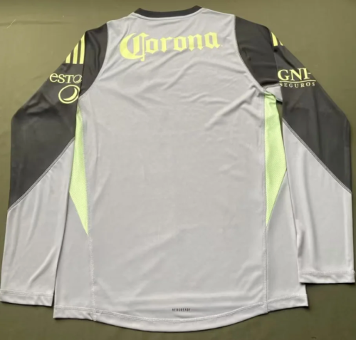 Long Sleeve Player Version 2025-2026 Club America Aguilas Black/Grey Goalkeeper Soccer Jersey Football Shirt