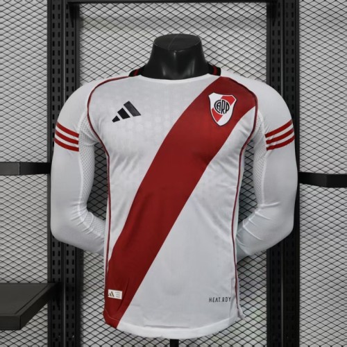 without Sponor Logo Long Sleeve Player Version 2025-2026 River Plate Home Soccer Jersey Football Shirt