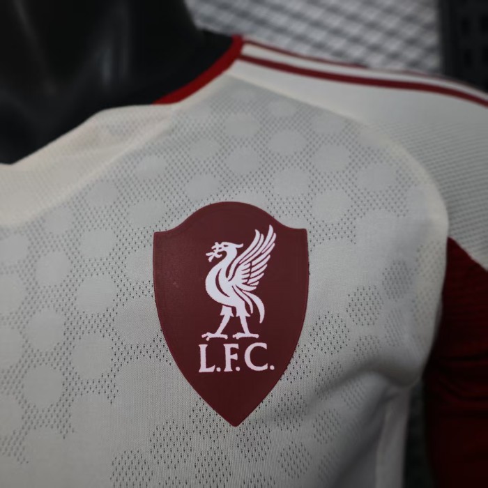 Long Sleeve Player Version 2025-2026 Liverpool Away White Soccer Jersey Football Shirt