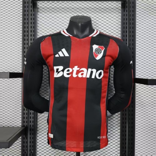 with Sponor Logo Long Sleeve Player Version 2025-2026 River Plate Away Soccer Jersey Football Shirt