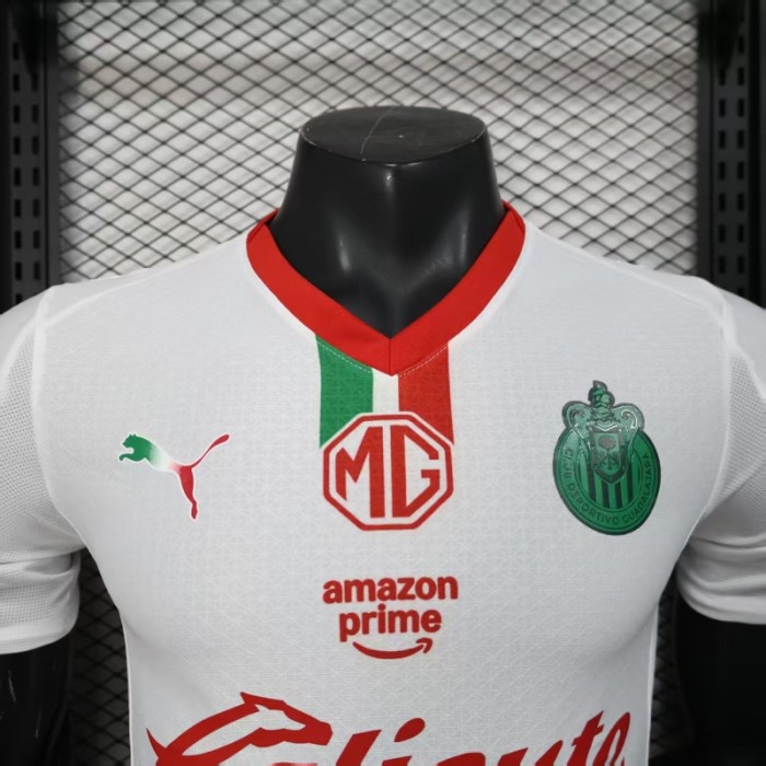 Player Version 2025-2026 Chivas White Soccer Jersey Football Shirt