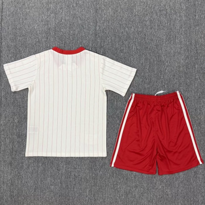 Youth Uniform Kids Kit 2025-2026 Benfica White/Red Soccer Jersey Shorts Child Football Set