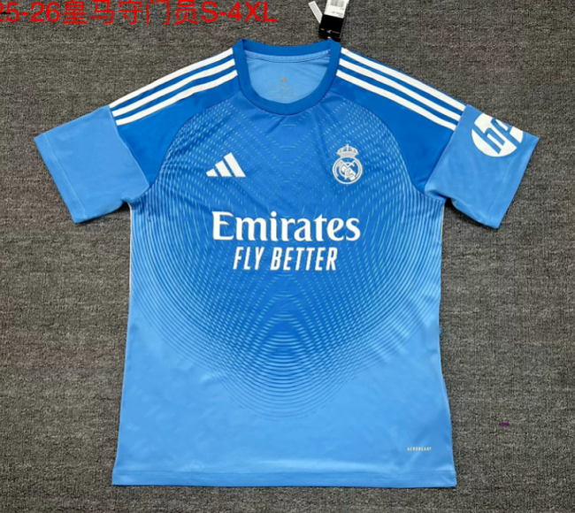 Fans Version 2025-2026 Real Madrid Blue Goalkeeper Soccer Jersey Real Football Shirt