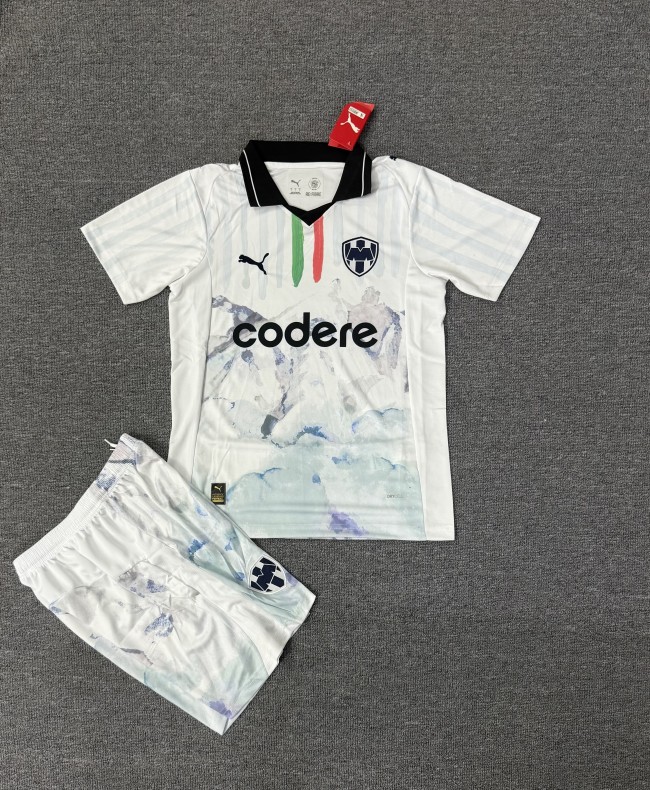 Adult Uniform 2025-2026 Monterrey White Soccer Jersey Shorts Men's Football Kit