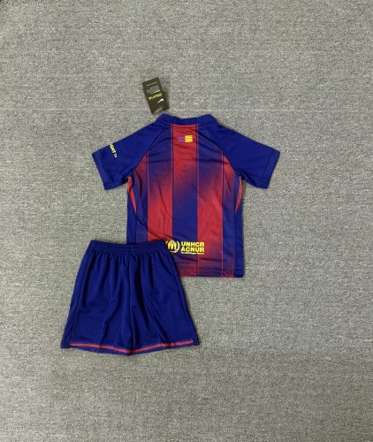 Youth Uniform Kids Kit 2025-2026 Barcelona Home Soccer Jersey Shorts Child Football Set