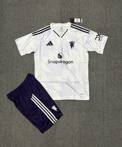 Adult Uniform 2025-2026 Manchester United Away White Soccer Jersey Shorts Man U Football Kit