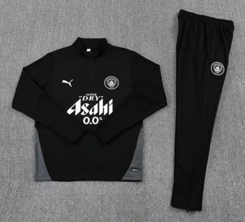 2025-2026 Manchester City Black Soccer Training Sweater and Pants Napoles Football Kit