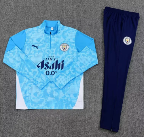 2025-2026 Manchester City Blue Soccer Training Sweater and Pants Napoles Football Kit