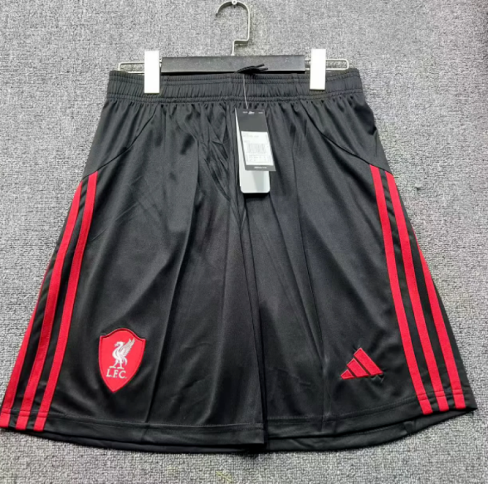 Fan Version 2025-2026 Liverpool Away Black Soccer Shorts Football Shorts