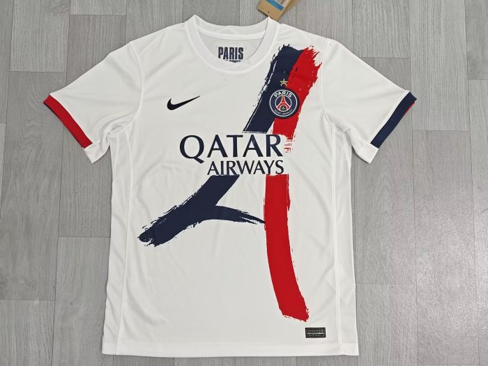 with one Star Fan Version 2024-2025 PSG Away White Soccer Jersey Paris Football Maillot