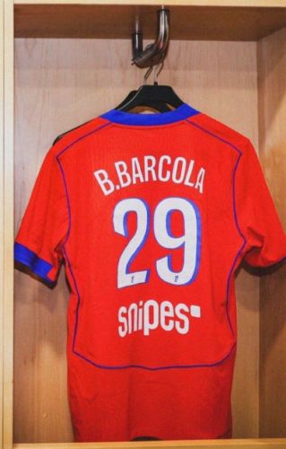 Fan Version 2025-2026 PSG B.BARCOLA 29 Third Away Red Soccer Jersey Paris Football Maillot