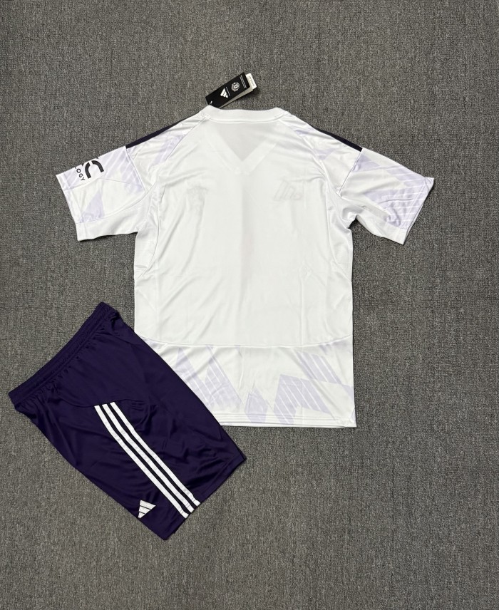 Adult Uniform 2025-2026 Manchester United Away White Soccer Jersey Shorts Man U Football Kit