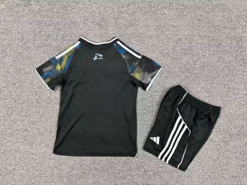 with Sponor Logo Youth Uniform Kids Kit 2025-2026 Leeds United Third Away Soccer Jersey Shorts Child Football Set