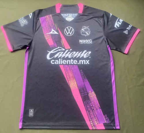 Player Version 2025-2026 Puebla Away Black/Purple Soccer Jersey Football Shirt
