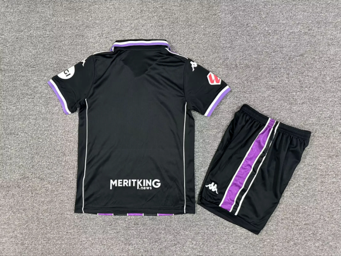 with LALIGA Patch Youth Uniform Kids Kit 2025-2026 Valladolid Away Soccer Jersey Shorts Child Football Set