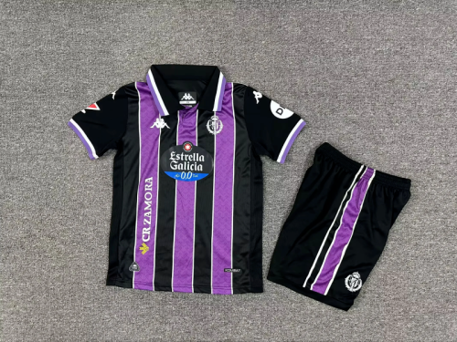 with LALIGA Patch Youth Uniform Kids Kit 2025-2026 Valladolid Away Soccer Jersey Shorts Child Football Set