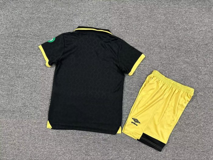 Youth Uniform Kids Kit West Ham United 2025-2026 Third Away Black Soccer Jersey Shorts Child Football Set