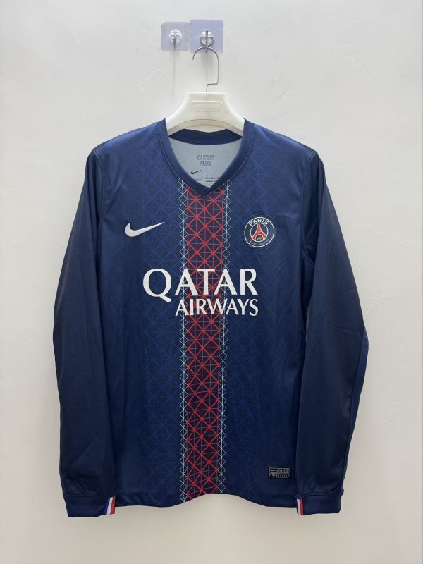 Fan Version Long Sleeve 2025-2026 PSG Home Soccer Jersey Paris Football Maillot