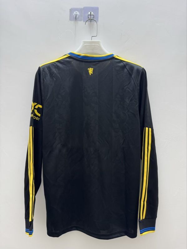 Long Sleeve Fan Version 2025-2026 Manchester United Third Away Black Soccer Jersey Man United Football Shirt