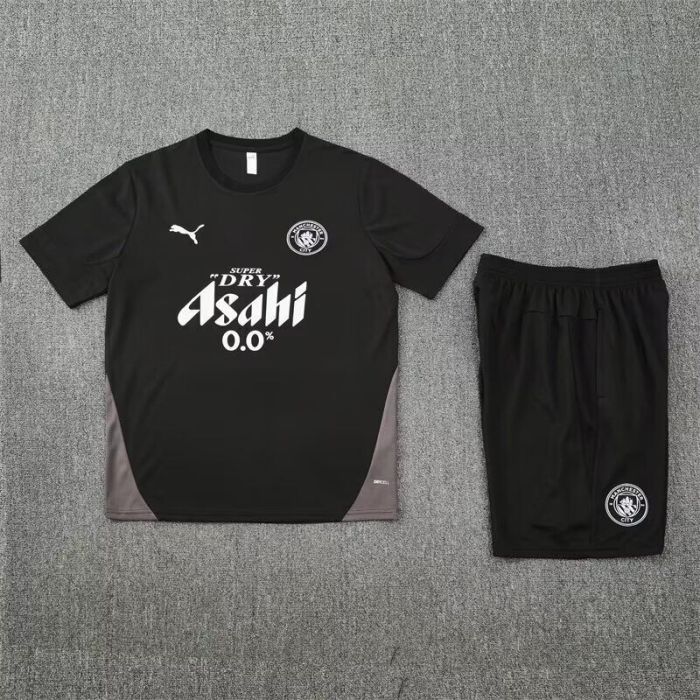 Adult Uniform 2025-2026 Manchester City Black Soccer Training Jersey and Shorts Football Kits