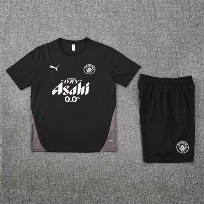 Adult Uniform 2025-2026 Manchester City Black Soccer Training Jersey and Shorts Football Kits