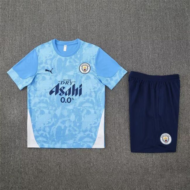 Adult Uniform 2025-2026 Manchester City Light Blue Soccer Training Jersey and Shorts Football Kits