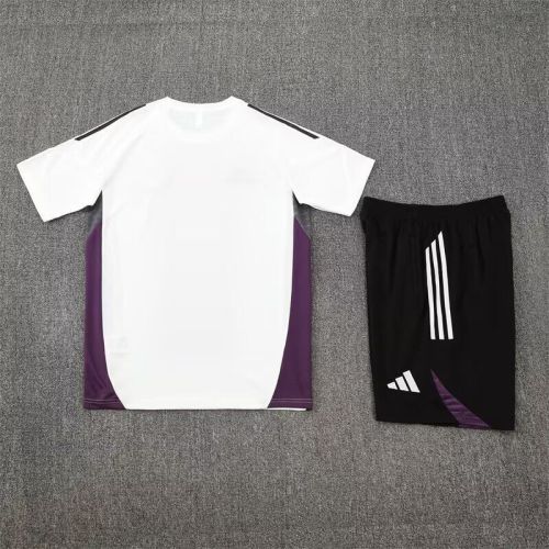 Adult Uniform 2025-2026 Manchester United White/Grey/Purple Soccer Training Jersey and Shorts Football Kits
