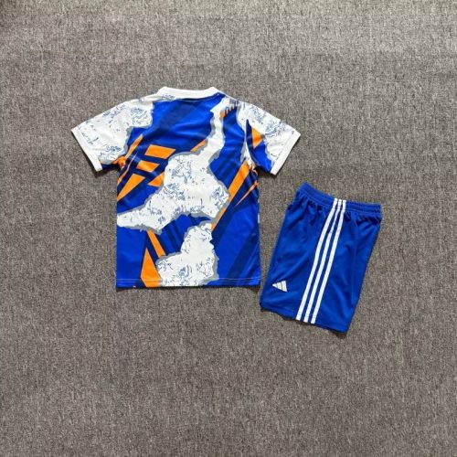 Youth Uniform Kids Kit 2025-2026 Real Madrid White/Blue Special Edition Soccer Jersey Shorts Child Football Set