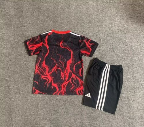 Youth Uniform Kids Kit 2025-2026 Real Madrid Red/Black Dragon Soccer Jersey Shorts Child Football Set