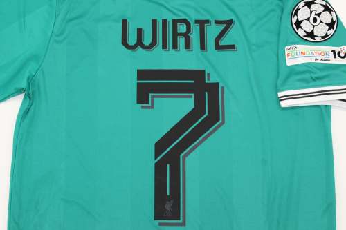 with UCL Patch Fan Version 2025-2026 Liverpool WIRTZ 7 Third Away Green Soccer Jersey Football Shirt