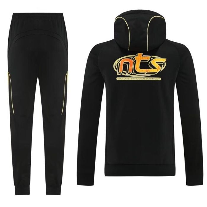 with Caps 2025-2026 Arsenal Black Soccer Windbreaker Jacket Football Jacket and Pants