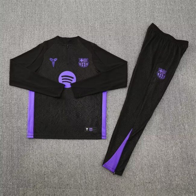 2025-2026 Barcelona Black/Purple Soccer Training Sweater and Pants Football Kit