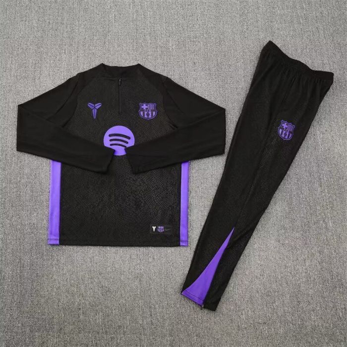 2025-2026 Barcelona Black/Purple Soccer Training Sweater and Pants Football Kit